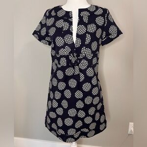RED Valentino Navy Blue & White Polka Dot Tie-Front Dress with Pockets